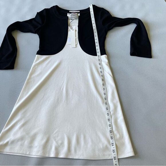 NWT YOANA BARASCHI Black & White Color-block Long Sleeve Dress Size Medium - Picture 6 of 9
